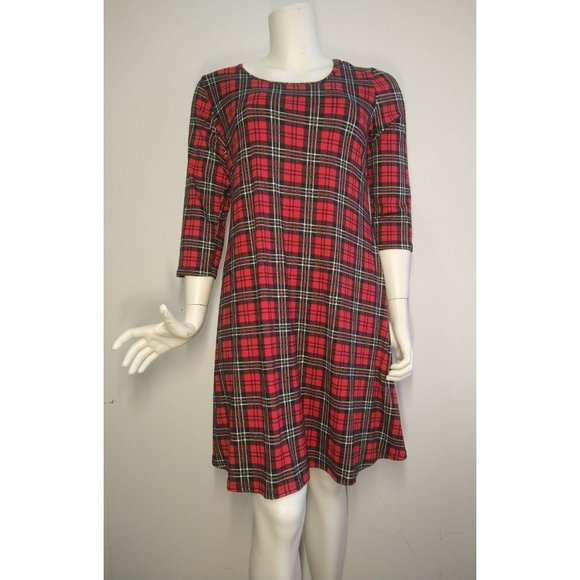 Holiday Christmas cheer plaid tunic Dress Plus sizes 1X-2X-3X - Picture 8 of 10